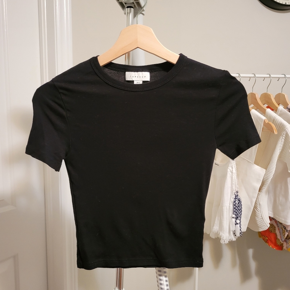 Topshop Cropped Black Top